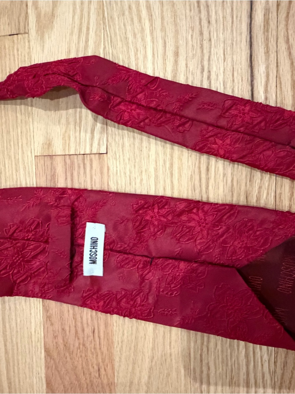 Moschino Crimson Floral Jacquard Tie